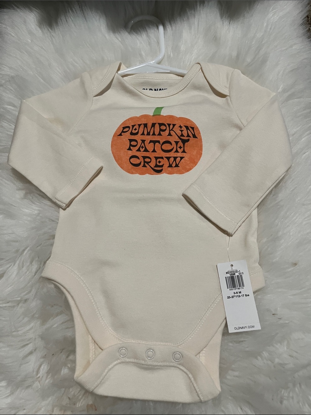 Old Navy Cream Long-Sleeve Pumpkin Graphic One-Piece